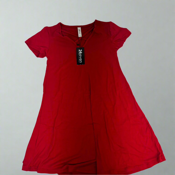 24Seven Short Sleeve Red Blouse for Women, New, Size M - Picture 1 of 2
